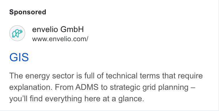 envelio ad on Google Ads: GIS The energy sector is full of technical terms that require explanation. From ADMS to strategic grid planning — you'll find everything here at a glance.