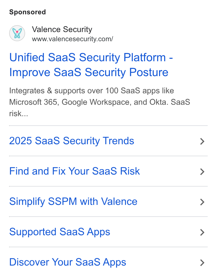 Valence Security ad