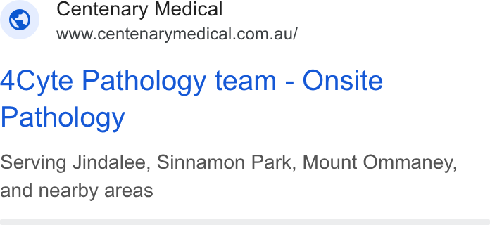 HotDoc ad on Google Ads: 4Cyte Pathology team - Onsite Pathology Serving Jindalee, Sinnamon Park, Mount Ommaney, and nearby areas