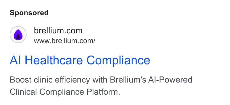 Brellium ad on Google Ads: www.brellium.com/ Al Healthcare Compliance Boost clinic efficiency with Brellium's Al-Powered Clinical Compliance Platform.