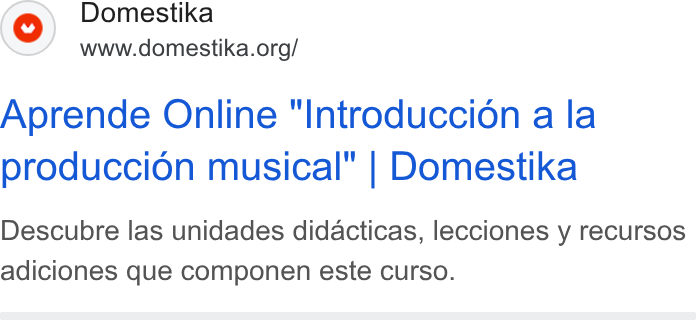 Domestika ad on Google Ads: Aprende Online "Introduccion a la produccion musical" | Domestika Descubre las unidades didacticas, lecciones y recursos adiciones que componen este curso.