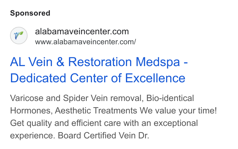 Alabama Vein & Restoration Medspa ad creative
