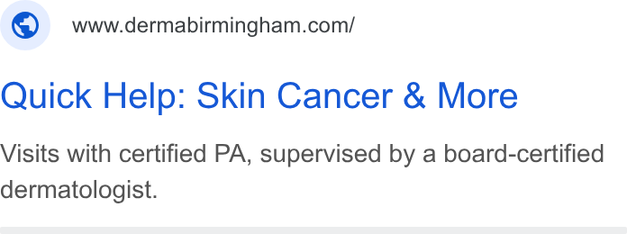 Derma Birmingham ad creative