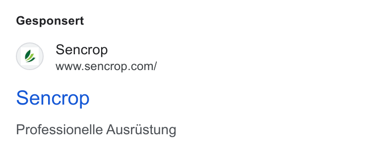 Sencrop ad on Google Ads: Gesponsert sencrop Professionelle Ausrustung