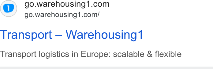 Warehousing1 ad on Google Ads: go.warehousing1.com/ Transport — Warehousing1 Transport logistics in Europe: scalable & flexible