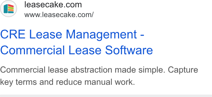 Leasecake ad on Google Ads: www.leasecake.com/ CRE Lease Management - Commercial Lease Software Commercial lease abstraction made simple. Capture key terms and reduce manual work.