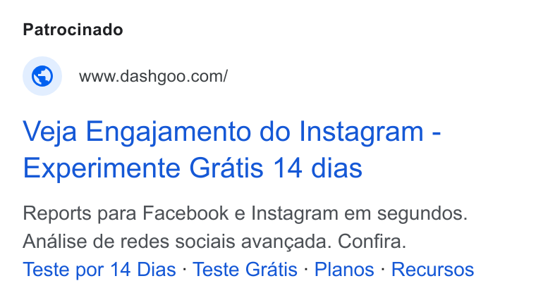 mLabs ad on Google Ads: Veja Engajamento do Instagram - Experimente Gratis 14 dias Reports para Facebook e Instagram em segundos. Analise de redes sociais avancgada. Confira. Teste por 14 Dias - Teste Gratis - Planos - Recursos