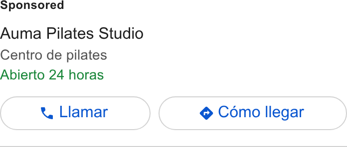 FITCO ad on Google Ads: Auma Pilates Studio Centro de pilates Abierto 24 horas