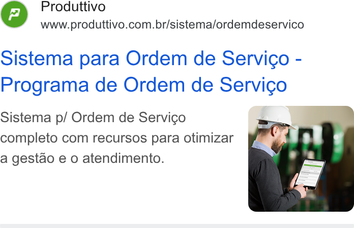 Produttivo ad on Google Ads: Sistema para Ordem de Servico - Programa de Ordem de Servic¢co Sistema p/ Ordem de Servico f —_— completo com recursos para otimizar a gestao e o atendimento.