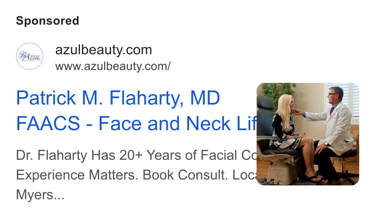 Azul Cosmetic Surgery and Medical Spa ad creative