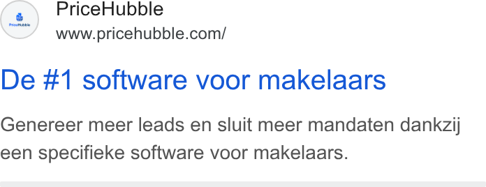 PriceHubble ad on Google Ads: De #1 software voor makelaars Genereer meer leads en sluit meer mandaten dankzij een specifieke software voor makelaars.