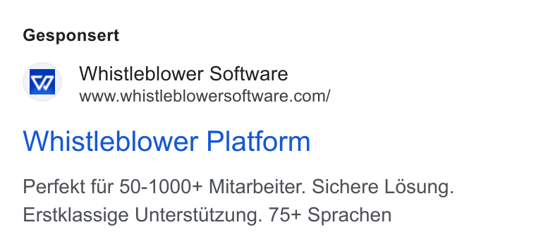 Formalize ad on Google Ads: Gesponsert Whistleblower Platform Perfekt fur 50-1000+ Mitarbeiter. Sichere Losung. Erstklassige Unterstutzung. 75+ Sprachen