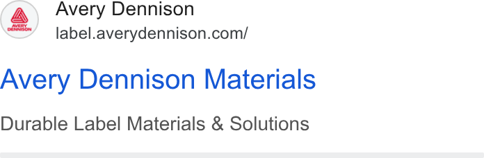 Avery Dennison ad on Google Ads: Avery Dennison Avery Dennison Materials Durable Label Materials & Solutions