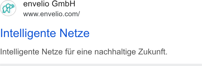 envelio ad on Google Ads: Intelligente Netze Intelligente Netze fur eine nachhaltige Zukunft.
