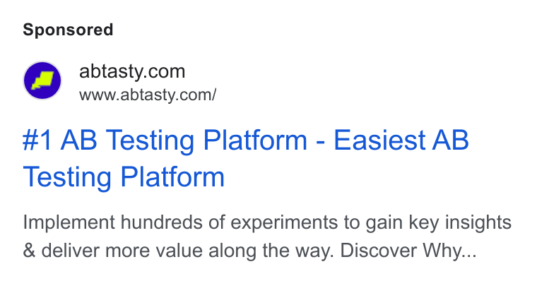 AB Tasty ad on Google Ads: www.abtasty.com/ #1 AB Testing Platform - Easiest AB Testing Platform Implement hundreds of experiments to gain key insights & deliver more value along the way. Discover Why...