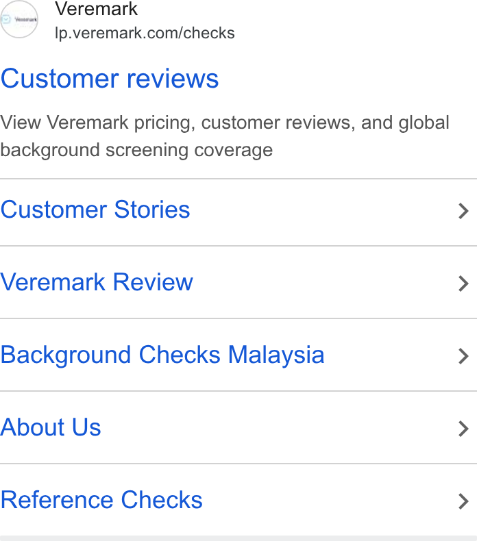 Veremark ad on Google Ads: o, Customer reviews View Veremark pricing, customer reviews, and global background screening coverage Customer Stories Veremark Review Background Checks Malaysia About Us Reference Checks