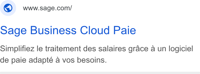 Sage ad on Google Ads: sage Business Cloud Paie Simplifiez le traitement des salaires grace a un logiciel de paie adapte a vos besoins.