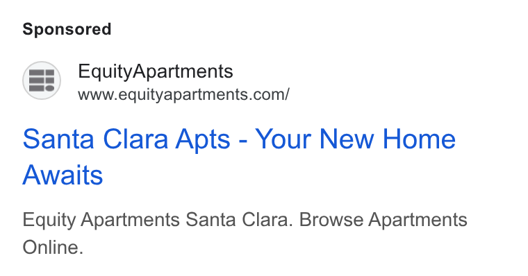 Equity Residential ad on Google Ads: Santa Clara Apts - Your New Home Awaits Equity Apartments Santa Clara. Browse Apartments Online.
