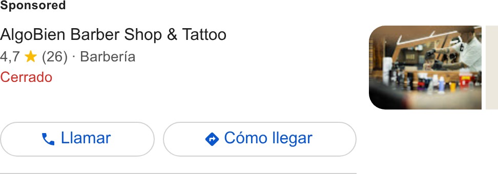 AgendaPro ad on Google Ads: Algo Bien Barber Shop & Tattoo 4,7 * (26) - Barberia Cerrado