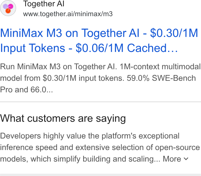 Together AI Google ad: 