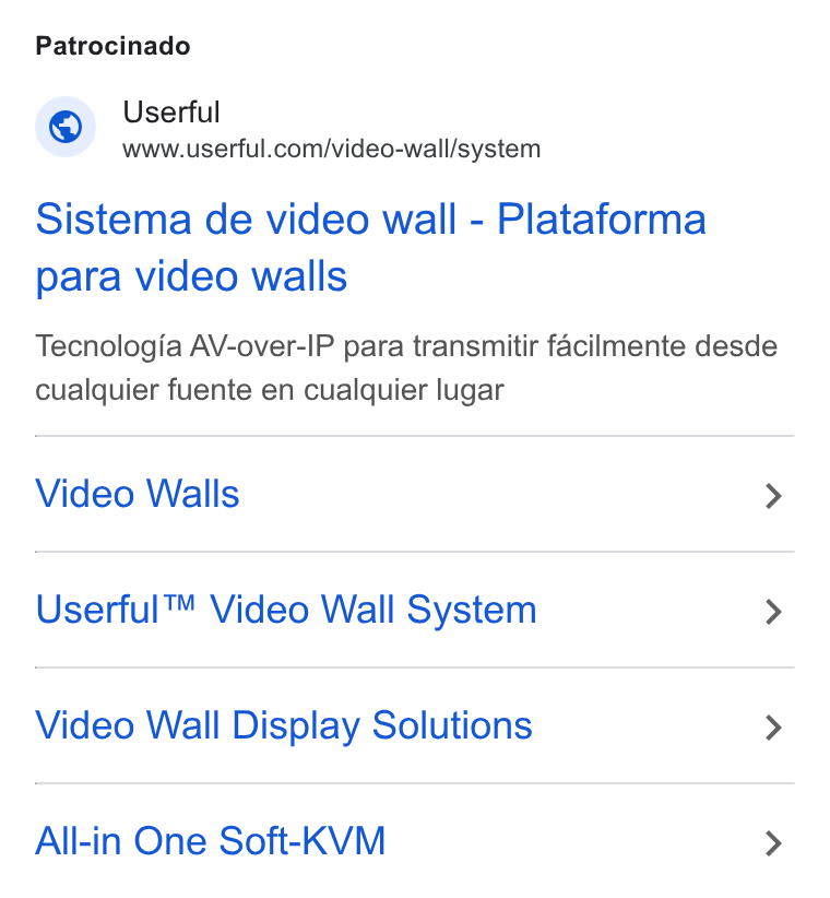 Userful ad on Google Ads: Patrocinado Sistema de video wall - Plataforma para video walls Tecnologia AV-over-IP para transmitir facilmente desde cualquier fuente en cualquier lugar Video Walls > Userful™ Video Wall System > Video Wall Display Solutions > All-in One Soft-KVM >