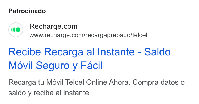 Recharge ad on Google Ads: www.recharge.com/recargaprepago/telcel Recibe Recarga al Instante - Saldo Movil Seguro y Facil Recarga tu Movil Telcel Online Ahora. Compra datos o saldo y recibe al instante