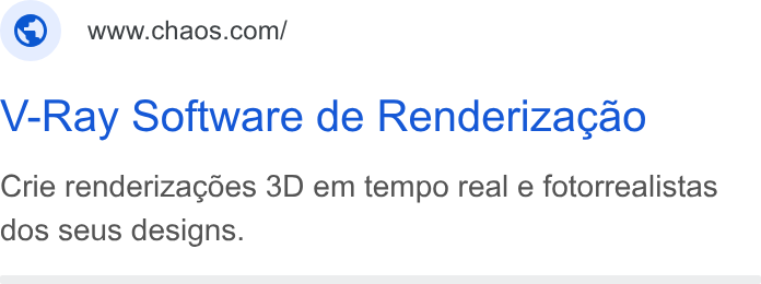 Chaos ad on Google Ads: V-Ray Software de Renderizagao Crie renderizagoes 3D em tempo real e fotorrealistas dos seus designs.