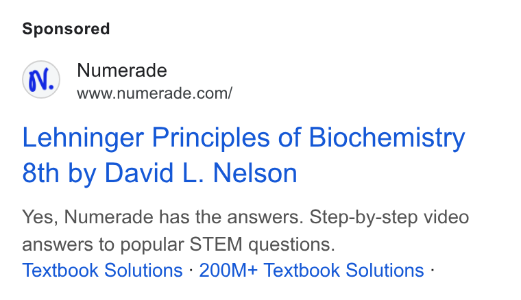 Numerade ad on Google Ads: Lehninger Principles of Biochemistry 8th by David L. Nelson Yes, Numerade has the answers. Step-by-step video answers to popular STEM questions. Textbook Solutions - 200M+ Textbook Solutions -