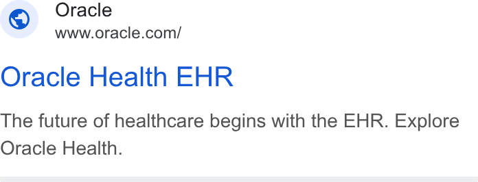Oracle ad on Google Ads: Oracle Health EHR The future of healthcare begins with the EHR. Explore Oracle Health.