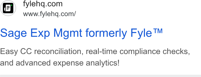 Fyle ad on Google Ads: www.fylehq.com/ cage Exp Mgmt formerly Fyle™ Easy CC reconciliation, real-time compliance checks, and advanced expense analytics!
