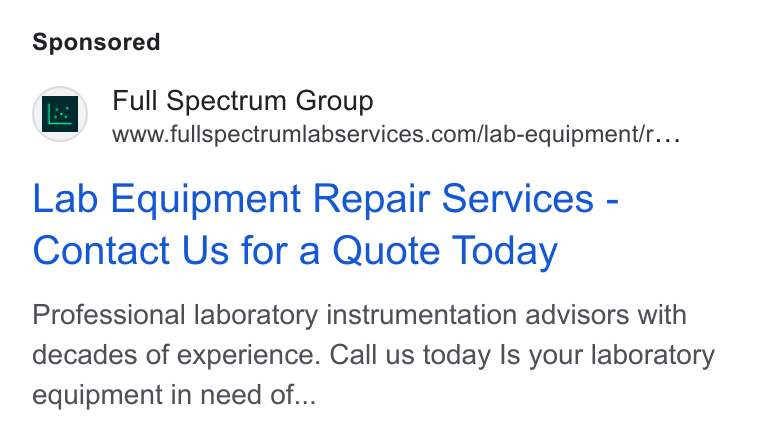 CBRE Group ad on Google Ads: Lab Equipment Repair Services - Contact Us for a Quote Today Professional laboratory instrumentation advisors with decades of experience. Call us today Is your laboratory equipment in need of...