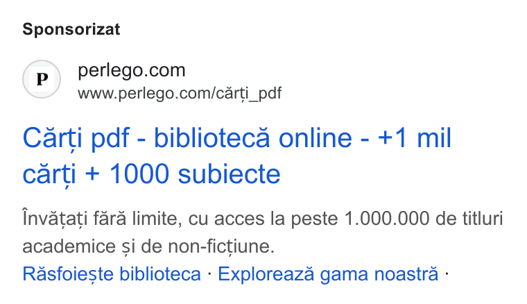 Perlego ad on Google Ads: www.perlego.com/carti_pdf Carti pdf - biblioteca online - +1 mil carti + 1000 subiecte Invatati fara limite, cu acces la peste 1.000.000 de titluri academice si de non-fictiune. Rasfoieste biblioteca - Exploreaza gama noastra :