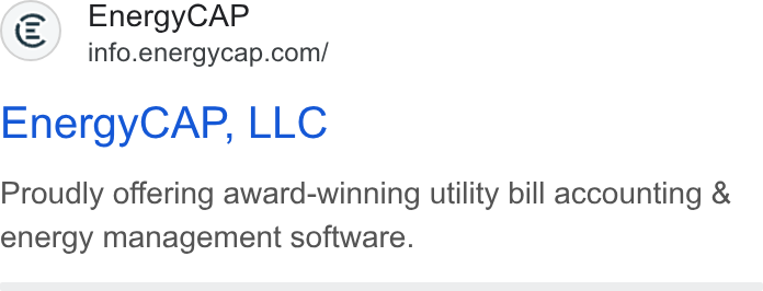Wattics ad on Google Ads: Energy CAP, LLC Proudly offering award-winning utility bill accounting & energy management software.