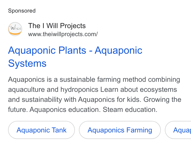 Donorbox ad on Google Ads: Aquaponic Plants - Aquaponic Systems Aquaponics is a sustainable farming method combining aquaculture and hydroponics Learn about ecosystems and sustainability with Aquaponics for kids. Growing the future. Aquaponics education. Steam education. Aquaponic Tank Aquaponics Farming } ( Aqua,