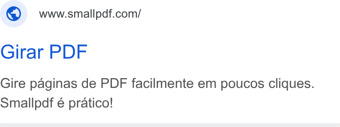 Smallpdf ad on Google Ads: Girar PDF Gire paginas de PDF facilmente em poucos cliques. Smallpdf é pratico!