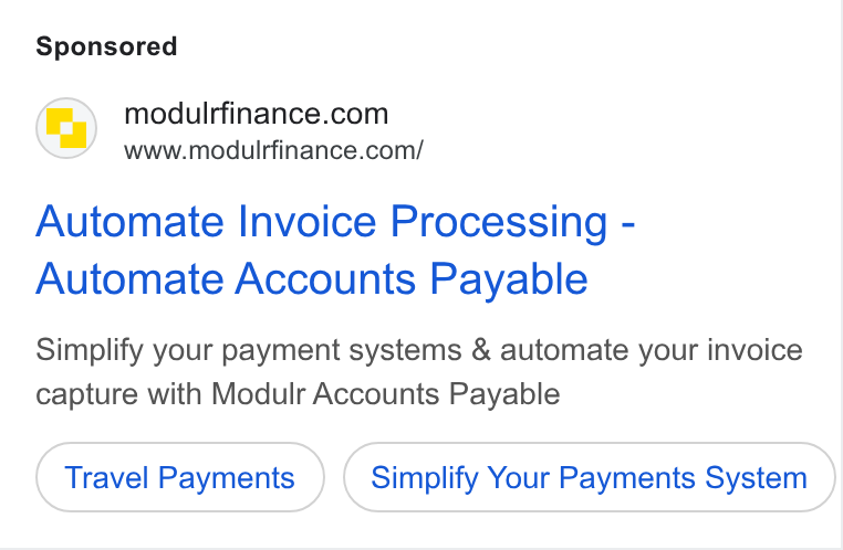Modulr ad on Google Ads: www.modulrfinance.com/ Automate Invoice Processing - Automate Accounts Payable Simplify your payment systems & automate your invoice capture with Modulr Accounts Payable Travel Payments Simplify Your Payments System