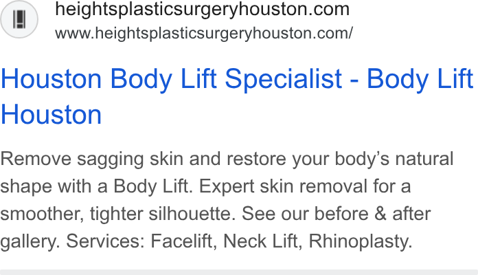 Heights Plastic Surgery ad creative