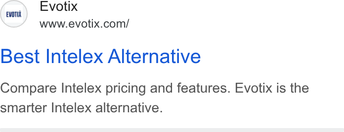 Evotix ad on Google Ads: Best Intelex Alternative Compare Intelex pricing and features. Evotix is the smarter Intelex alternative.