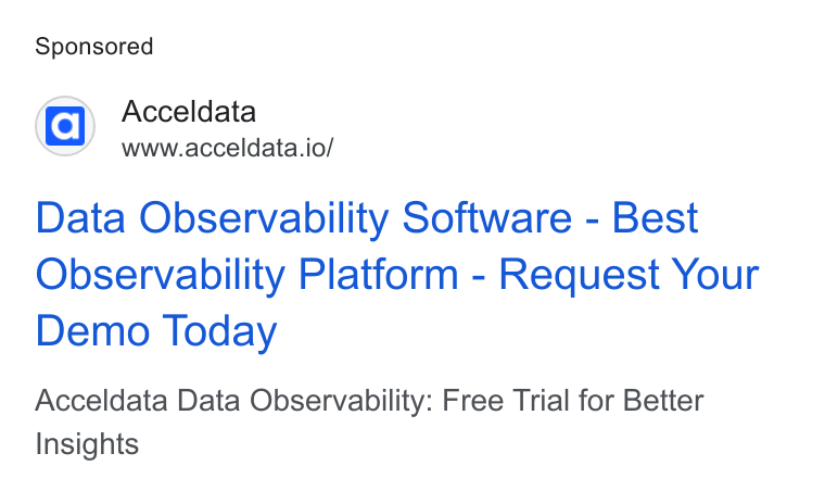 Acceldata ad on Google Ads: Acceldata www.acceldata.io/ Data Observability Software - Best Observability Platform - Request Your Demo Today Acceldata Data Observability: Free Trial for Better Insights