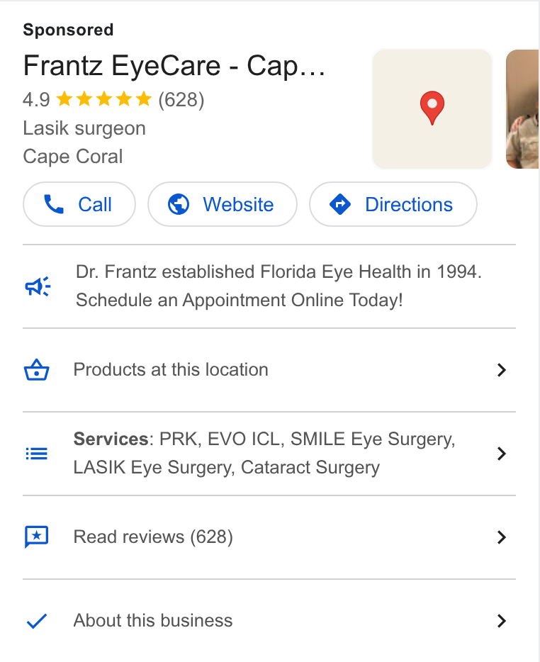 Frantz Cosmetic Center ad creative