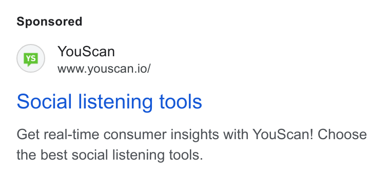 YouScan ad on Google Ads: (ia) You Scan www.youscan.io/ Social listening tools Get real-time consumer insights with You Scan! Choose the best social listening tools.
