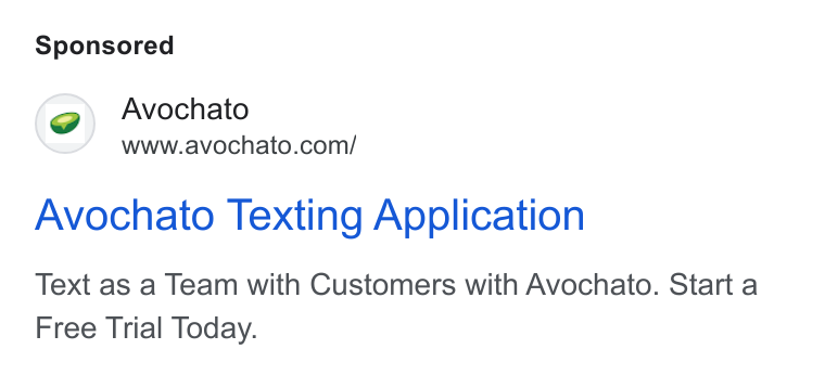 Avochato ad on Google Ads: Avochato Texting Application Text as a Team with Customers with Avochato. Start a Free Trial Today.