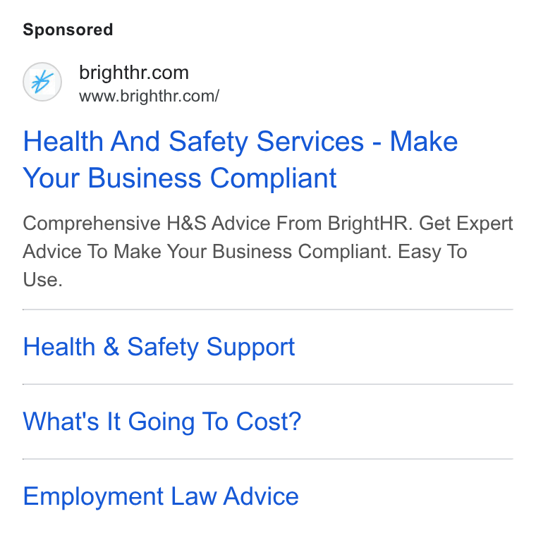 BrightHR ad on Google Ads: www.brighthr.com/ Health And Safety Services - Make Your Business Compliant Comprehensive H& S Advice From Bright HR. Get Expert Advice To Make Your Business Compliant. Easy To Use. Health & Safety Support What's It Going To Cost? Employment Law Advice
