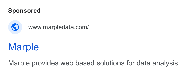 Marple ad on Google Ads: Marple Marple provides web based solutions for data analysis.