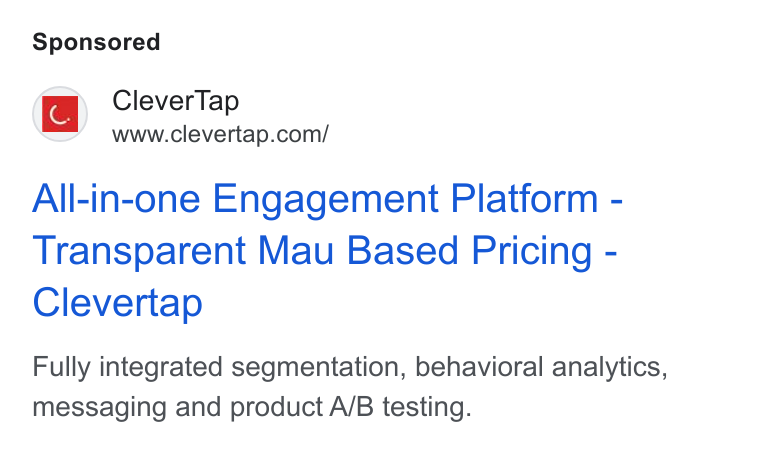 CleverTap Google ad: Search text ad