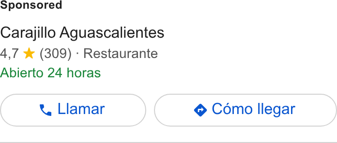CoverManager ad on Google Ads: Carajillo Aguascalientes 4,7 *® (309) - Restaurante Abierto 24 horas