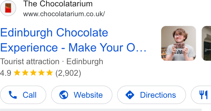 FareHarbor ad on Google Ads: Edinburgh Chocolate Experience - Make Your O... Tourist attraction - Edinburgh