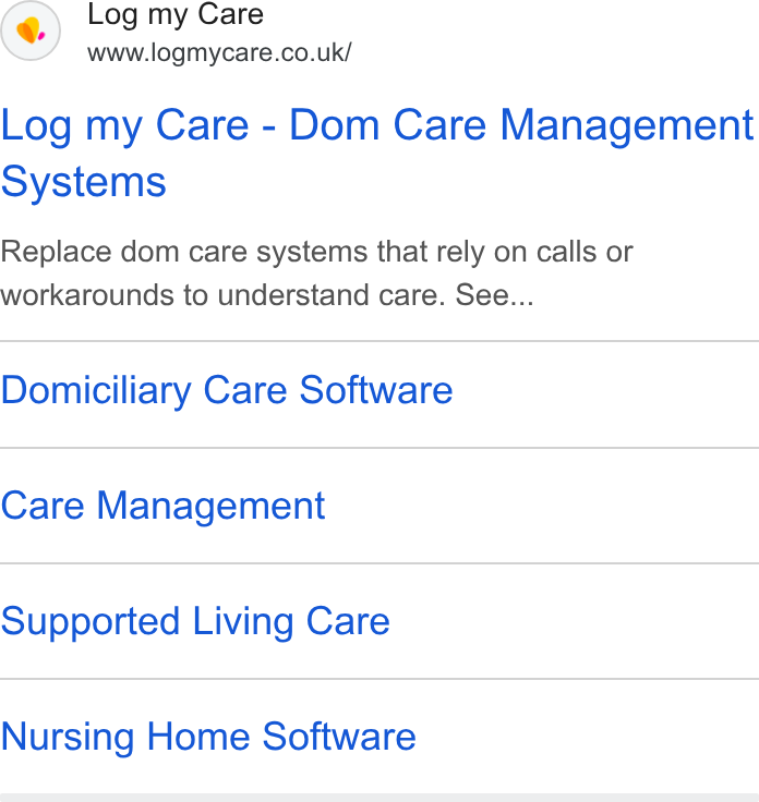 Log my Care ad on Google Ads: Log my Care - Dom Care Management Systems Replace dom care systems that rely on calls or workarounds to understand care. See... Domiciliary Care Software Care Management Supported Living Care Nursing Home Software
