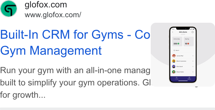 Glofox ad on Google Ads: www.glofox.com/ Built-In CRM for Gyms - Co Gym Management Run your gym with an all-in-one manag built to simplify your gym operations. Gl. for growth...