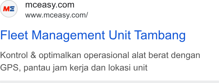 McEasy ad on Google Ads: www.mceasy.com/ Fleet Management Unit Tambang Kontrol & optimalkan operasional alat berat dengan GPS, pantau jam kerja dan lokasi unit